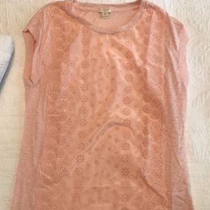 J Crew Cap Sleeve Lace Front Top
